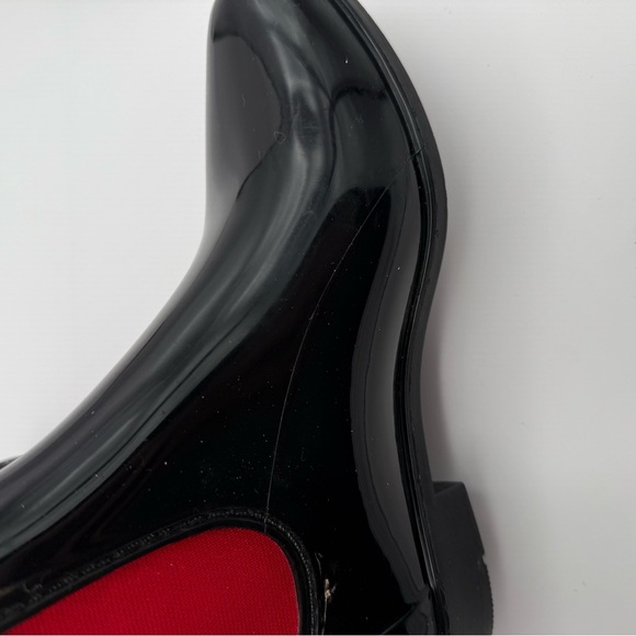 Lauren Ralph Lauren “Tally” Rain Boots Shiny Black & Red Short Women’s Size 6 - Picture 10 of 12